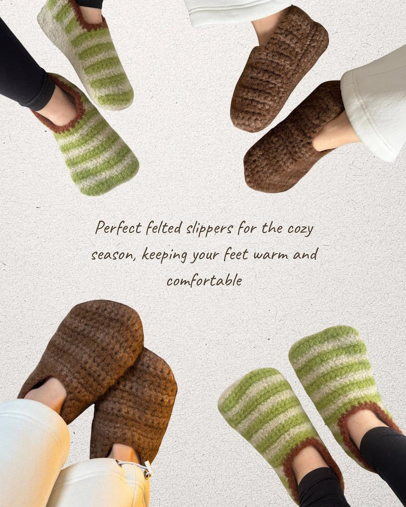 Cozy Winter SOFTFELT Slippers Crochet Pattern – Warm & Comfy- for all family